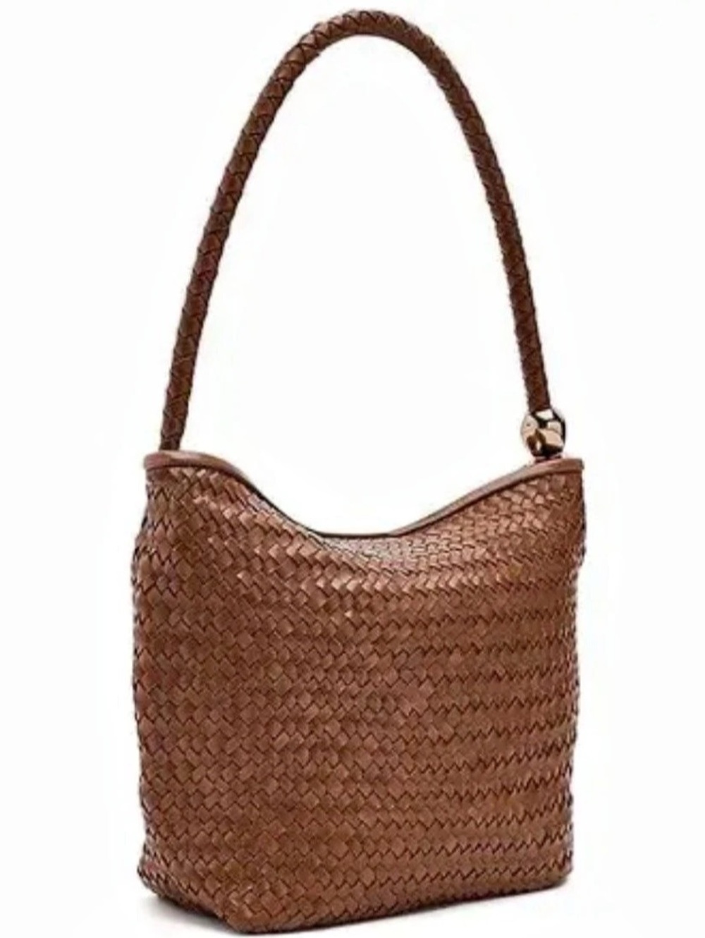MADEWELL Woven Hobo Shoulder Bag in Cognac Brown Like New